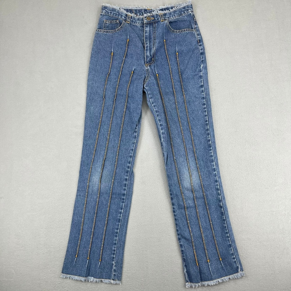 Mary-Kate and Ashley Kids Blue Jeans Size 12 Frayed Hem‎ Contrast Stitch Vtg Y2K